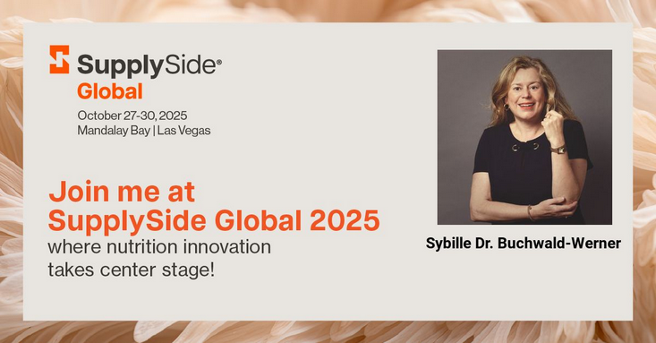 SupplySide Global 2025 event invitation with speaker Dr. Sybille Buchwald-Werner