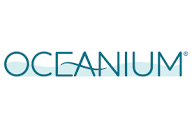 Oceanium logo with stylized text in blue
